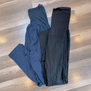 Black and blue maternity leggings set